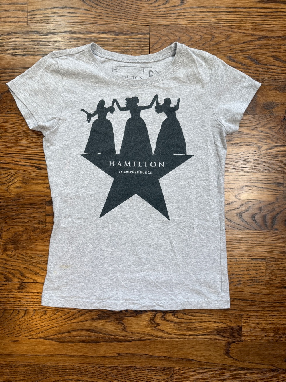 Hamilton Girls Schuyler Sisters Gray Graphic Tee Black Star Design Youth Large